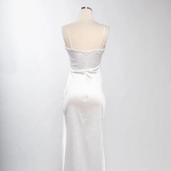 NEW LONG FORMAL SLEEVELESS SHEATH SOLID PROM DRESS W/ GATHERED WAISTLINE TC D601 - Picture 4 of 9